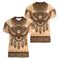 Eagle Native American Women V-Neck T-Shirt Tribal Feather Dreamcatcher Boho Style