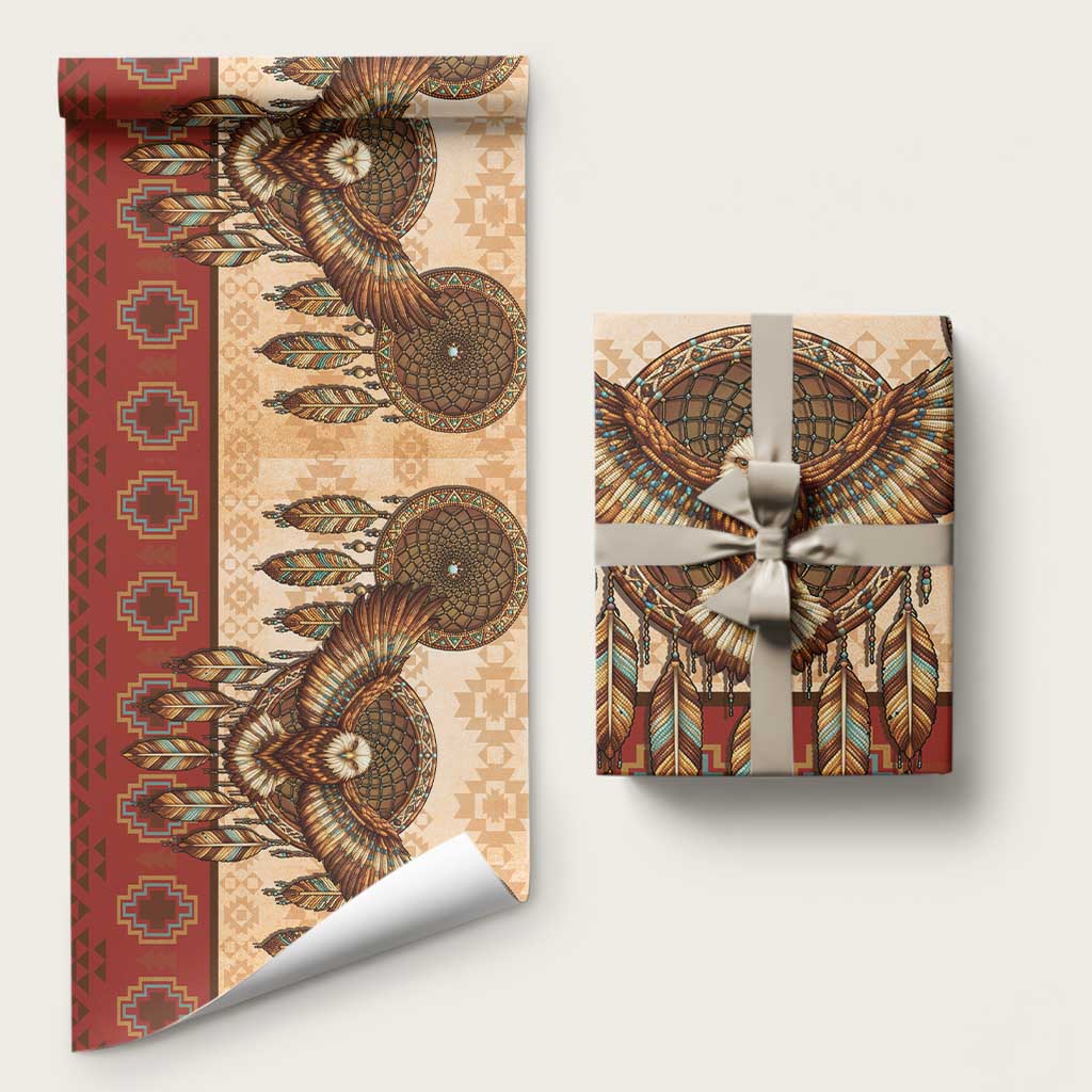 Eagle Native American Wrapping Paper Tribal Feather Dreamcatcher Boho Style