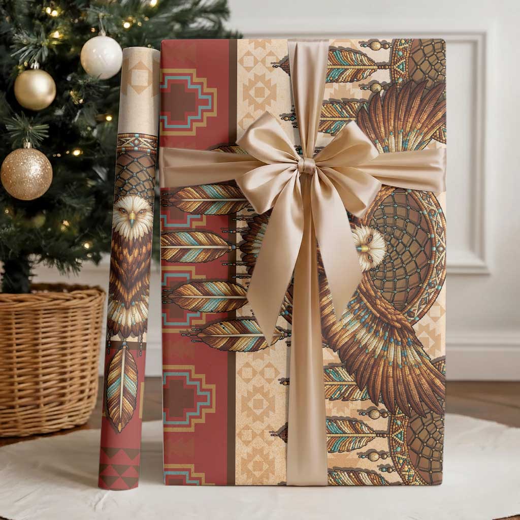Eagle Native American Wrapping Paper Tribal Feather Dreamcatcher Boho Style