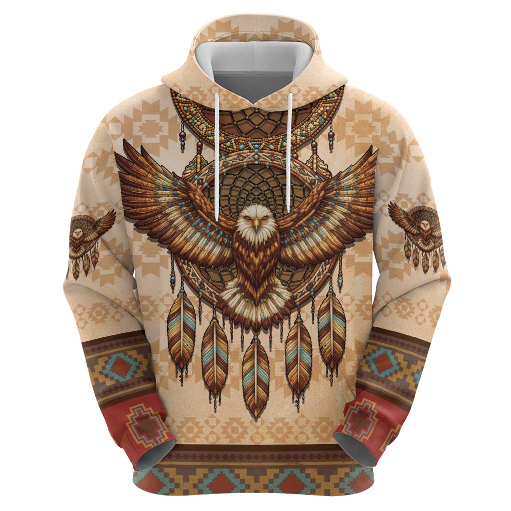 Eagle Native American Zip Hoodie Tribal Feather Dreamcatcher Boho Style