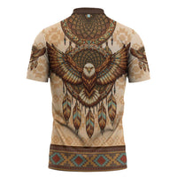 Eagle Native American Zipper Polo Shirt Tribal Feather Dreamcatcher Boho Style