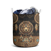 Bear Native American Laundry Basket Tribal Feather Dreamcatcher Boho Style