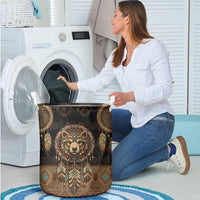 Bear Native American Laundry Basket Tribal Feather Dreamcatcher Boho Style