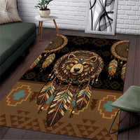 Bear Native American Area Rug Tribal Feather Dreamcatcher Boho Style