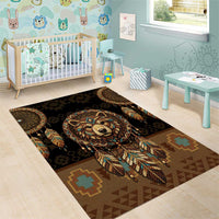 Bear Native American Area Rug Tribal Feather Dreamcatcher Boho Style