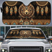 Bear Native American Auto Sun Shade Tribal Feather Dreamcatcher Boho Style