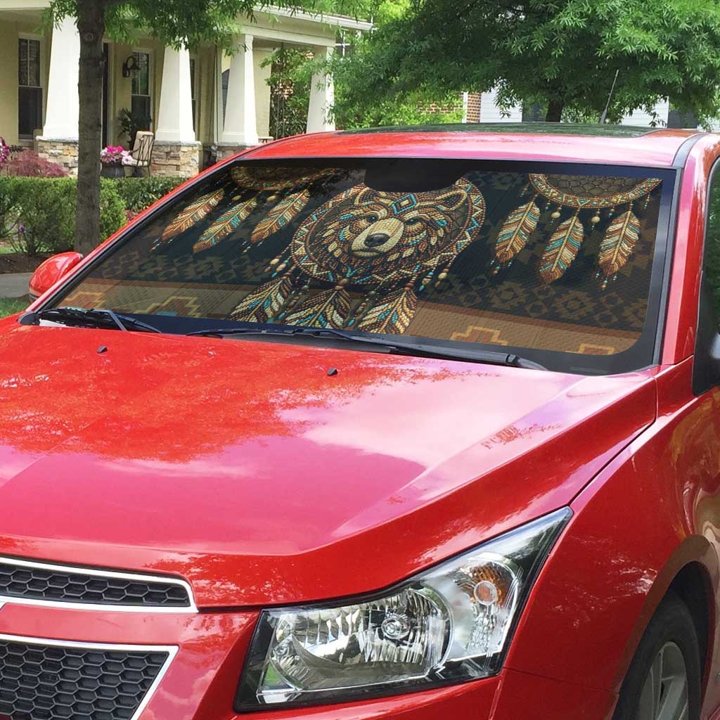 Bear Native American Auto Sun Shade Tribal Feather Dreamcatcher Boho Style