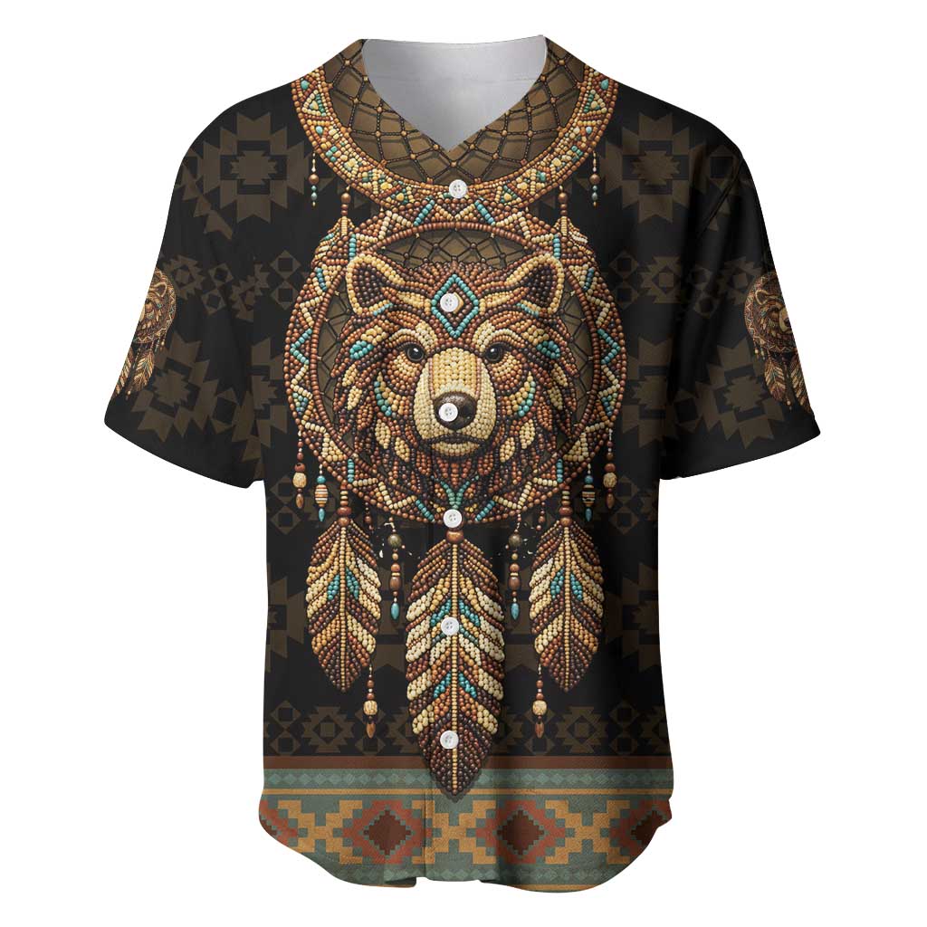 Bear Native American Baseball Jersey Tribal Feather Dreamcatcher Boho Style