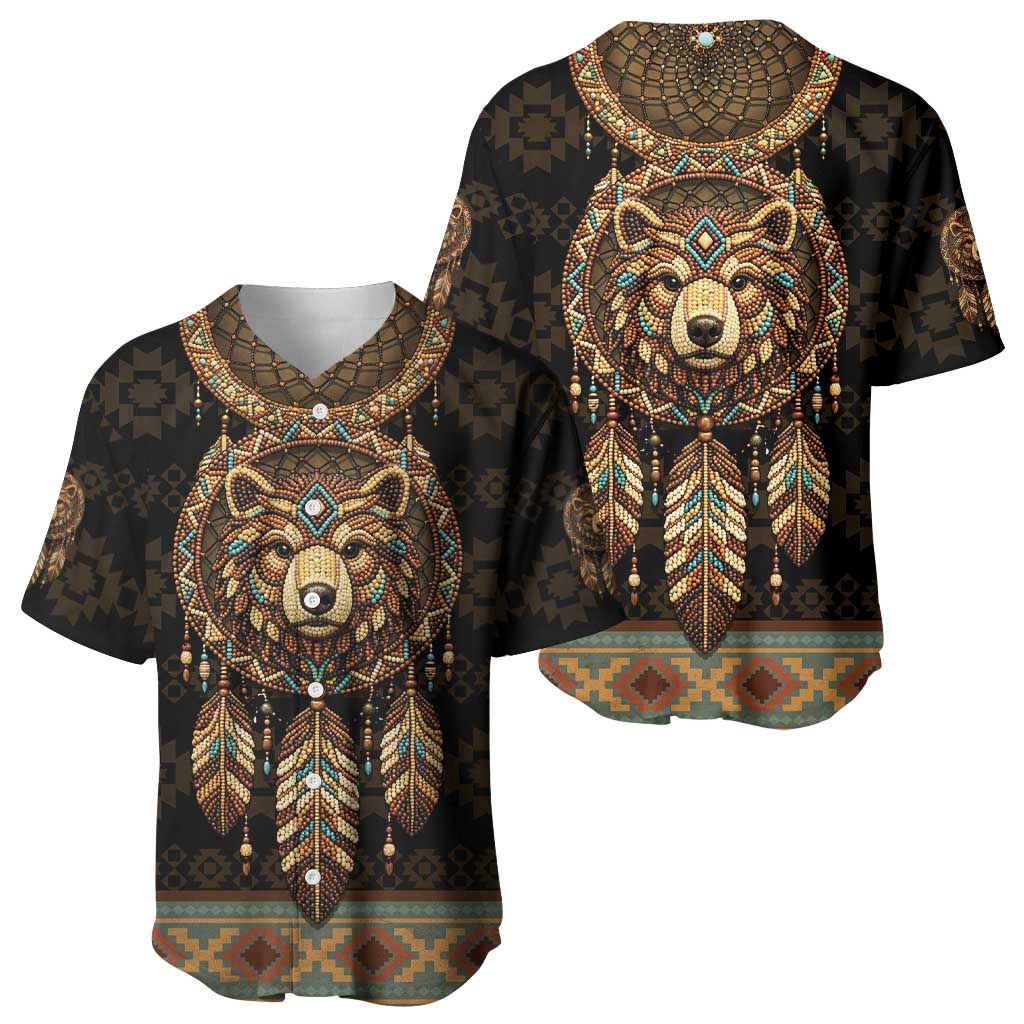 Bear Native American Baseball Jersey Tribal Feather Dreamcatcher Boho Style