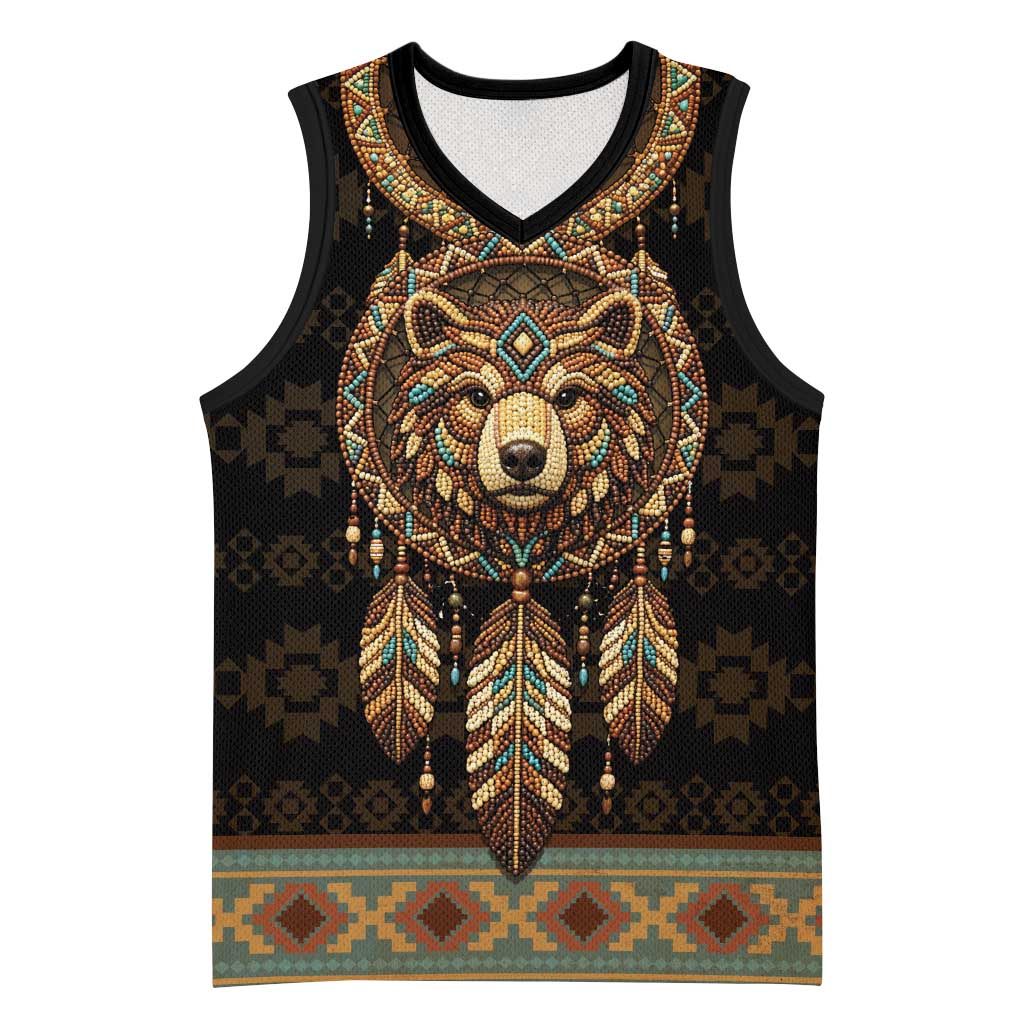 Bear Native American Basketball Jersey Tribal Feather Dreamcatcher Boho Style