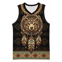 Bear Native American Basketball Jersey Tribal Feather Dreamcatcher Boho Style