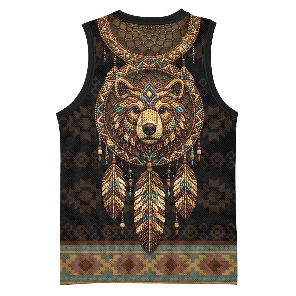 Bear Native American Basketball Jersey Tribal Feather Dreamcatcher Boho Style