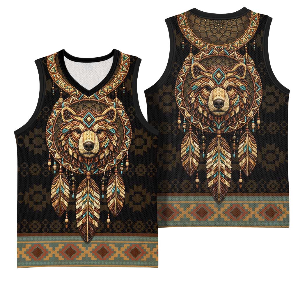Bear Native American Basketball Jersey Tribal Feather Dreamcatcher Boho Style