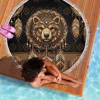 Bear Native American Beach Blanket Tribal Feather Dreamcatcher Boho Style