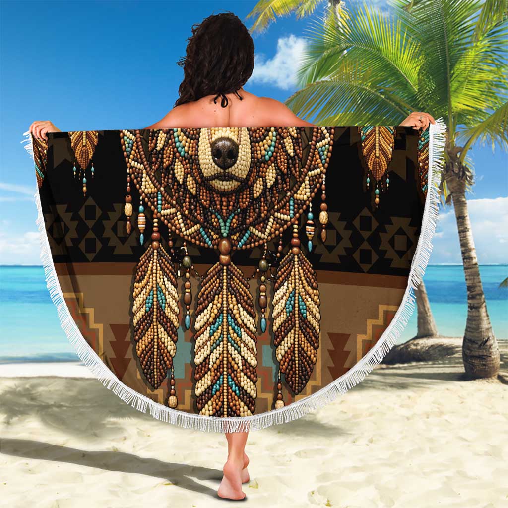 Bear Native American Beach Blanket Tribal Feather Dreamcatcher Boho Style