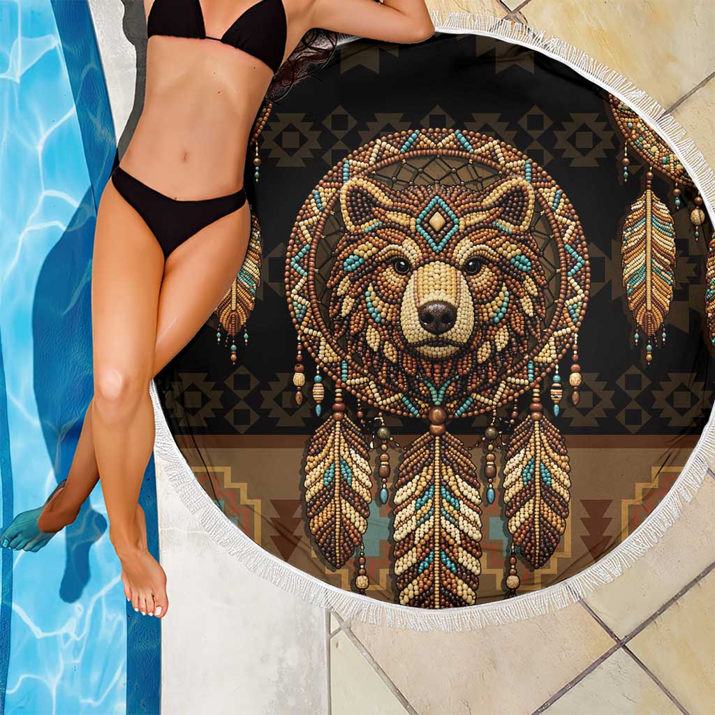 Bear Native American Beach Blanket Tribal Feather Dreamcatcher Boho Style