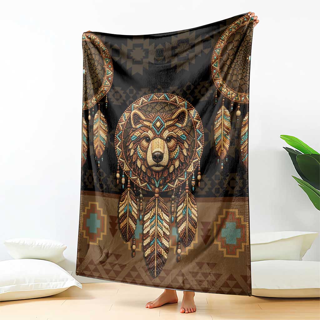 Bear Native American Blanket Tribal Feather Dreamcatcher Boho Style