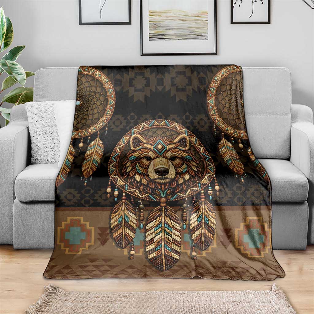 Bear Native American Blanket Tribal Feather Dreamcatcher Boho Style
