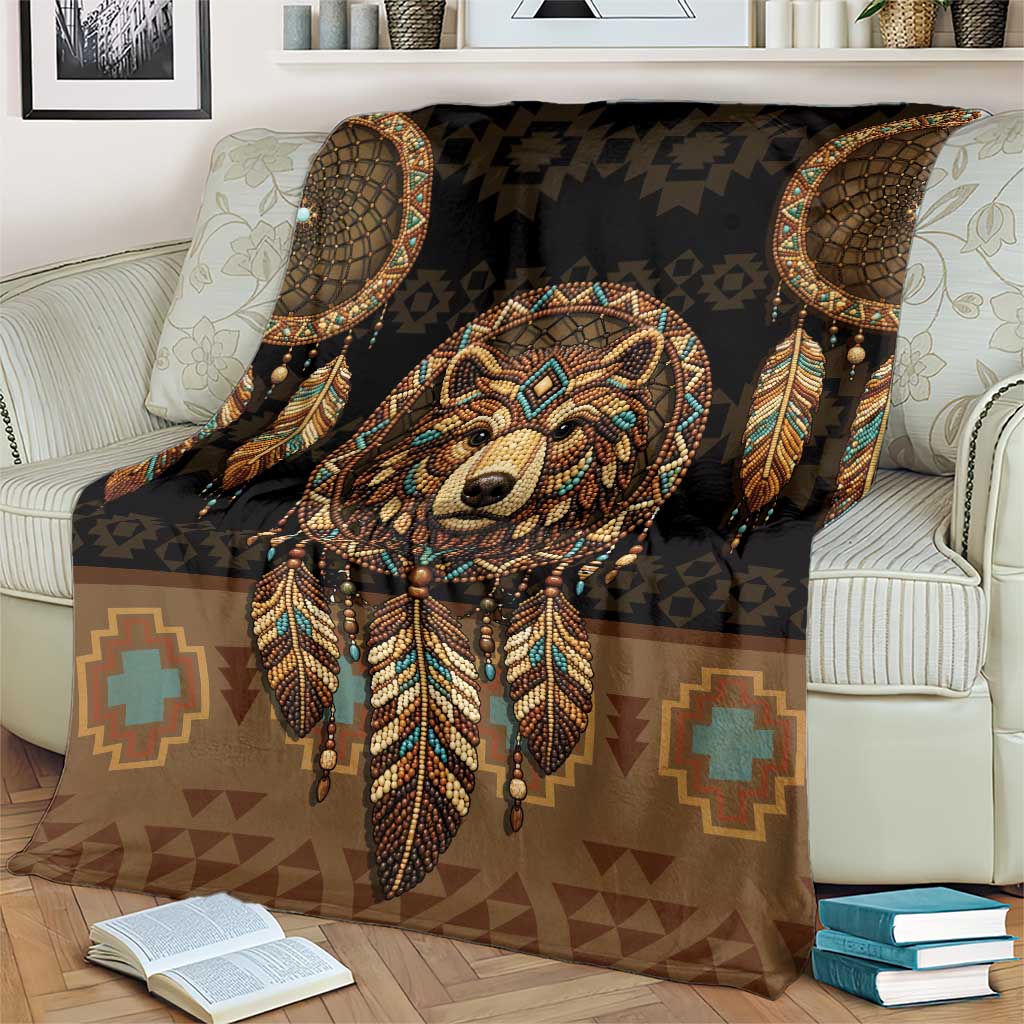 Bear Native American Blanket Tribal Feather Dreamcatcher Boho Style