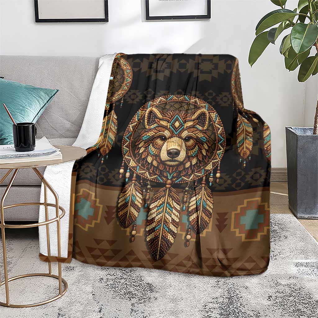 Bear Native American Blanket Tribal Feather Dreamcatcher Boho Style