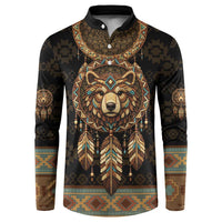 Bear Native American Button Sweatshirt Tribal Feather Dreamcatcher Boho Style