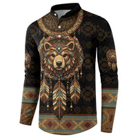 Bear Native American Button Sweatshirt Tribal Feather Dreamcatcher Boho Style