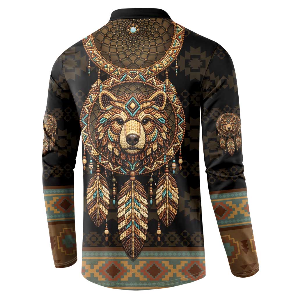 Bear Native American Button Sweatshirt Tribal Feather Dreamcatcher Boho Style