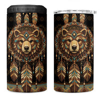 Bear Native American 4 in 1 Can Cooler Tumbler Tribal Feather Dreamcatcher Boho Style