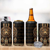 Bear Native American 4 in 1 Can Cooler Tumbler Tribal Feather Dreamcatcher Boho Style