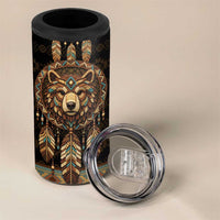 Bear Native American 4 in 1 Can Cooler Tumbler Tribal Feather Dreamcatcher Boho Style