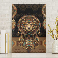 Bear Native American Canvas Wall Art Tribal Feather Dreamcatcher Boho Style