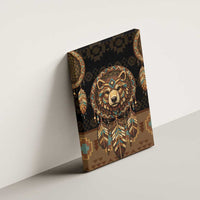 Bear Native American Canvas Wall Art Tribal Feather Dreamcatcher Boho Style