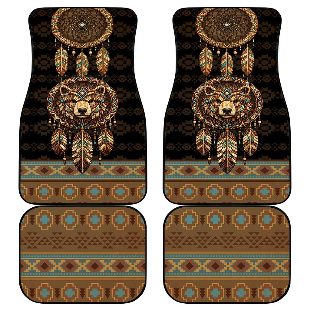 Bear Native American Car Mats Tribal Feather Dreamcatcher Boho Style