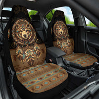 Bear Native American Car Seat Cover Tribal Feather Dreamcatcher Boho Style