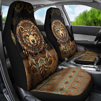 Bear Native American Car Seat Cover Tribal Feather Dreamcatcher Boho Style