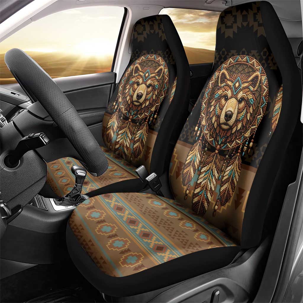 Bear Native American Car Seat Cover Tribal Feather Dreamcatcher Boho Style