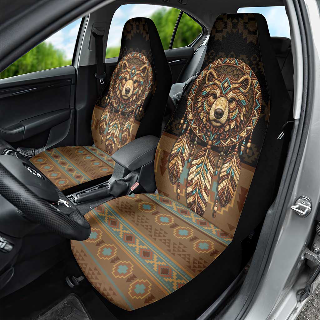 Bear Native American Car Seat Cover Tribal Feather Dreamcatcher Boho Style