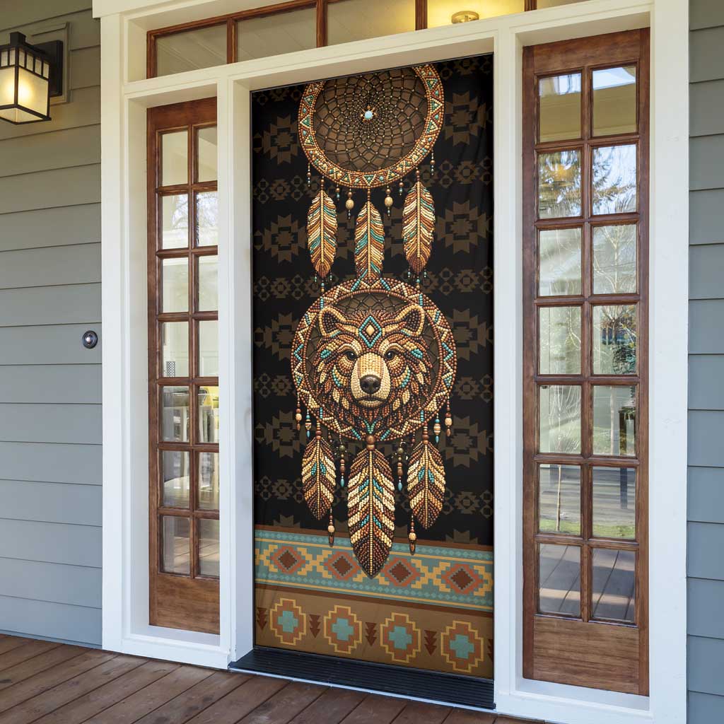Bear Native American Door Cover Tribal Feather Dreamcatcher Boho Style