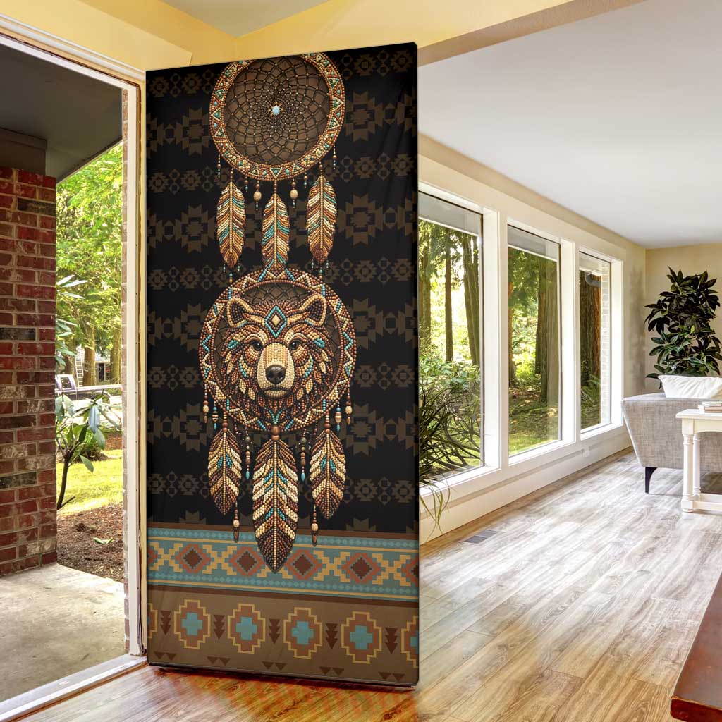 Bear Native American Door Cover Tribal Feather Dreamcatcher Boho Style