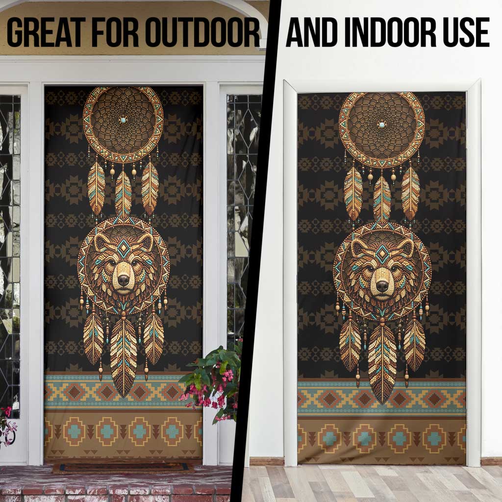 Bear Native American Door Cover Tribal Feather Dreamcatcher Boho Style