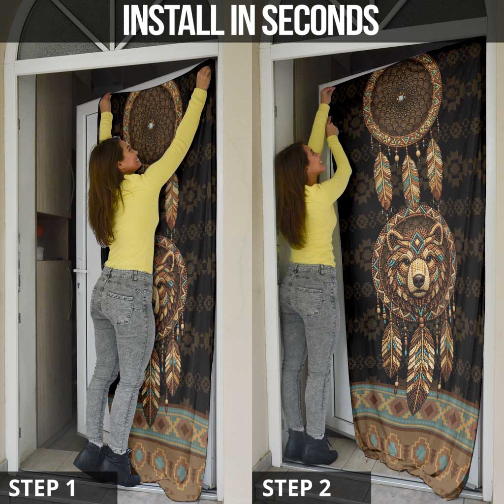 Bear Native American Door Cover Tribal Feather Dreamcatcher Boho Style