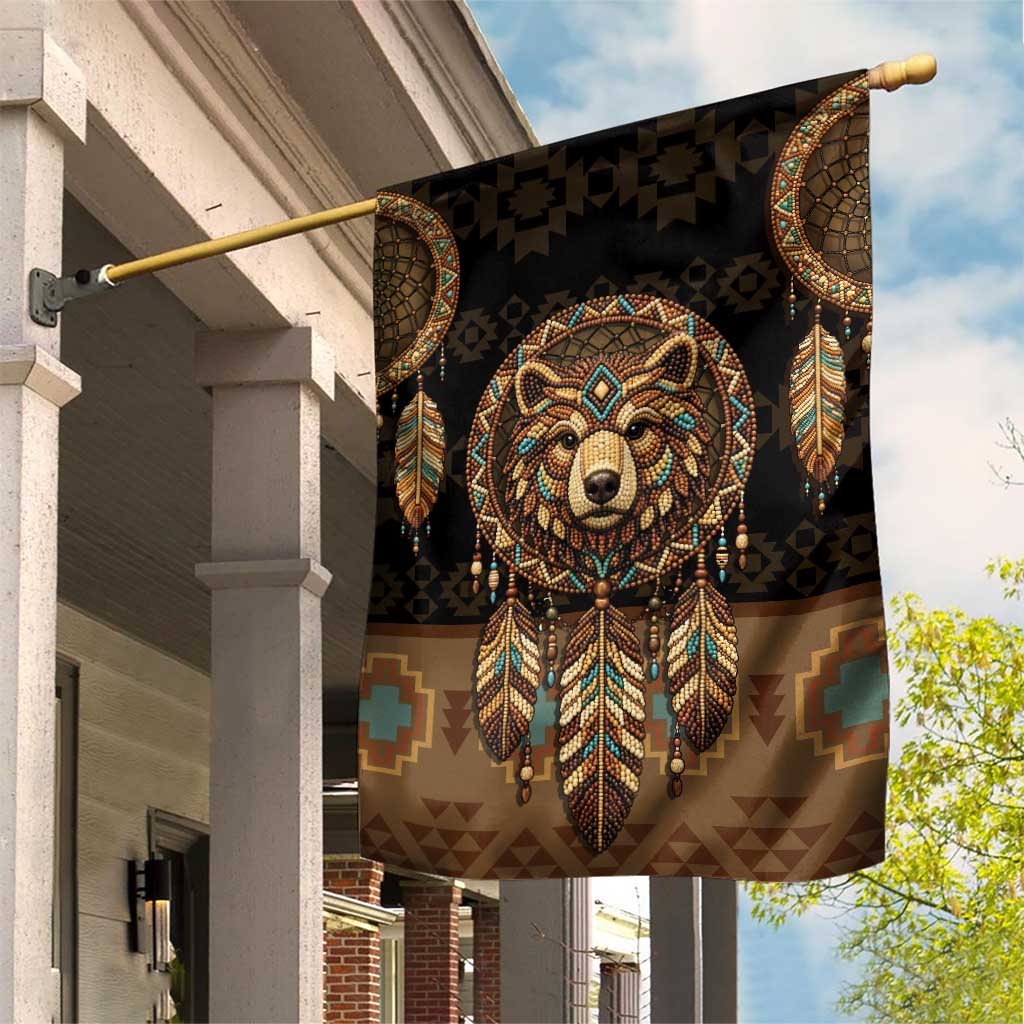 Bear Native American Garden Flag Tribal Feather Dreamcatcher Boho Style
