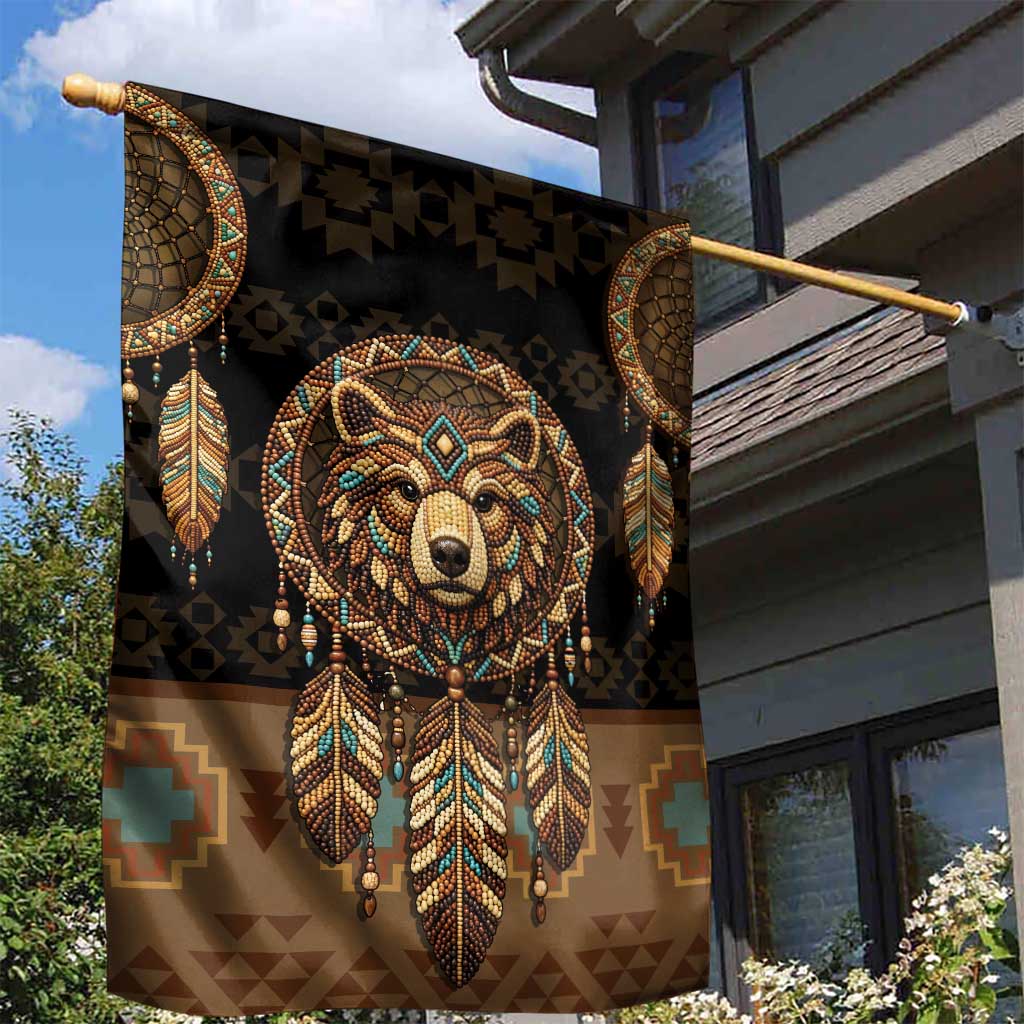 Bear Native American Garden Flag Tribal Feather Dreamcatcher Boho Style