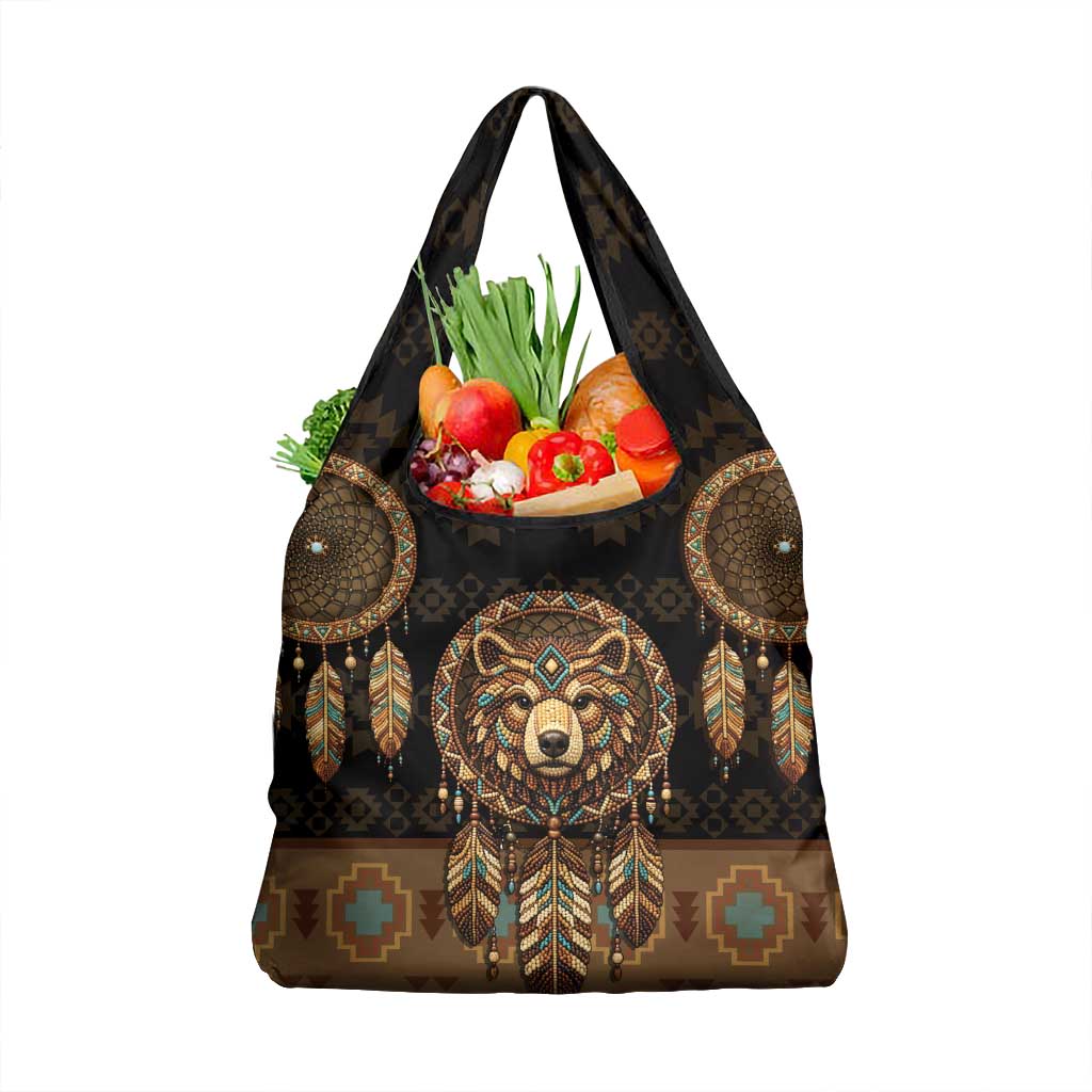 Bear Native American Grocery Bag Tribal Feather Dreamcatcher Boho Style