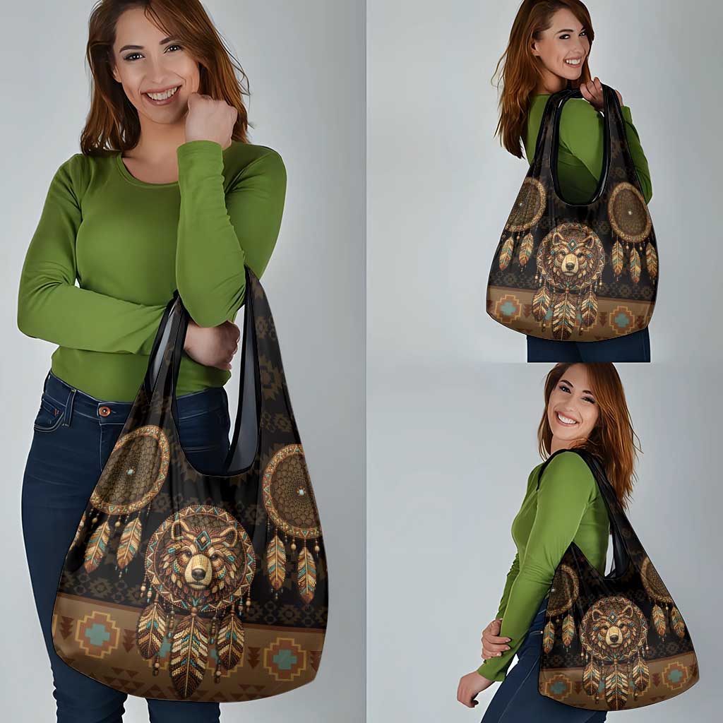 Bear Native American Grocery Bag Tribal Feather Dreamcatcher Boho Style