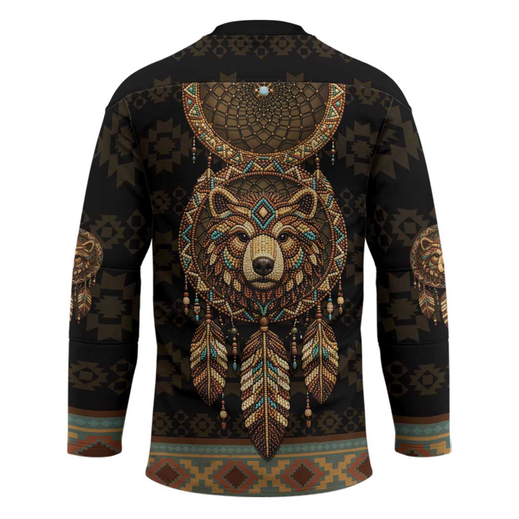 Bear Native American Hockey Jersey Tribal Feather Dreamcatcher Boho Style