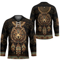 Bear Native American Hockey Jersey Tribal Feather Dreamcatcher Boho Style