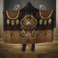 Bear Native American Hooded Blanket Tribal Feather Dreamcatcher Boho Style