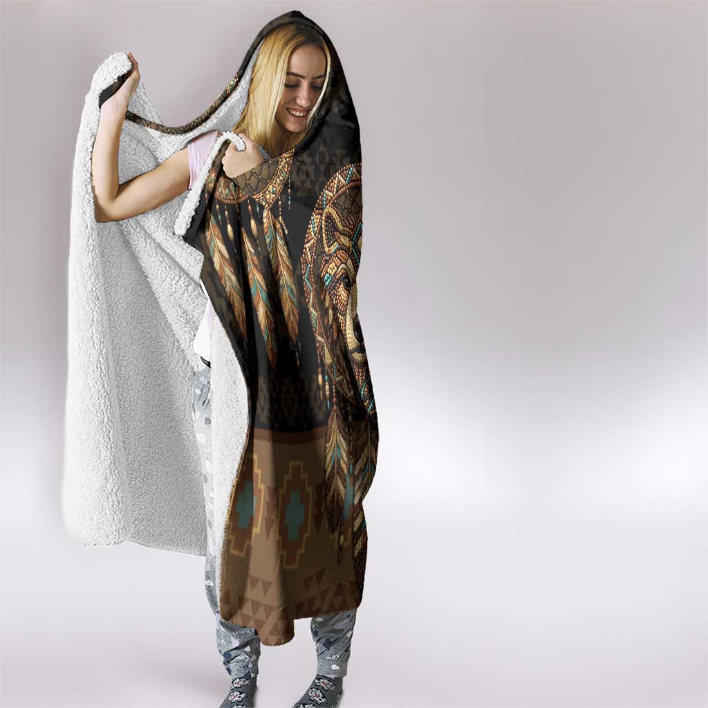Bear Native American Hooded Blanket Tribal Feather Dreamcatcher Boho Style