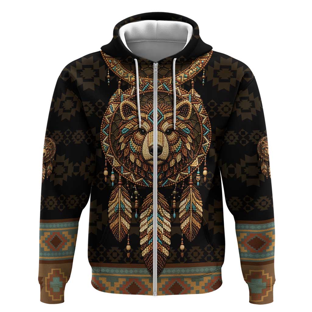 Bear Native American Hoodie Tribal Feather Dreamcatcher Boho Style